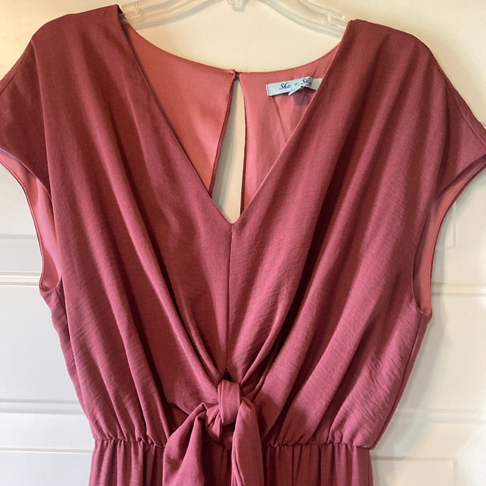 Like New Large She & Sky Terracotta Jumpsuit with Tie Front and Slit Back (ABBA) - Picture 3 of 16